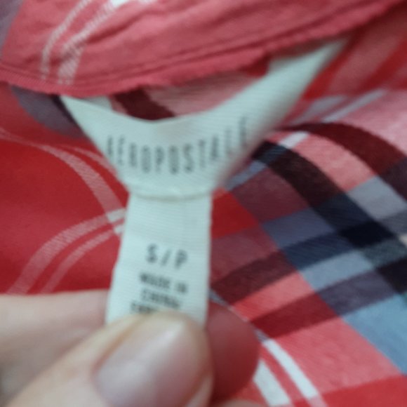 SALE Aeropostale Sm Pink Plaid Button Down Shirt - Picture 2 of 13